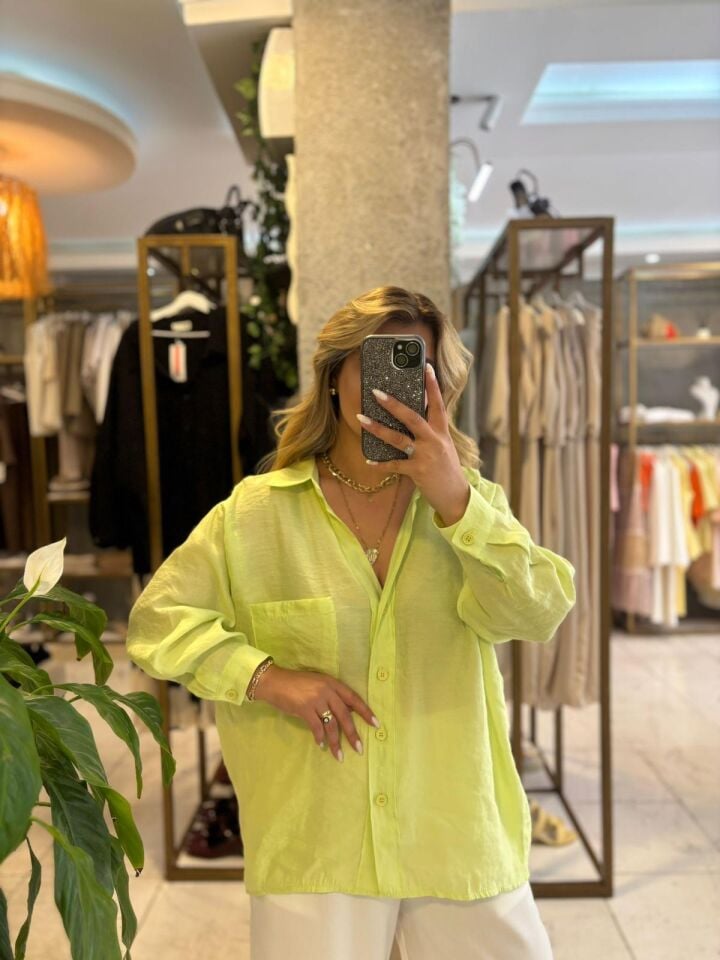 Neon Yeşil Tensel Gömlek