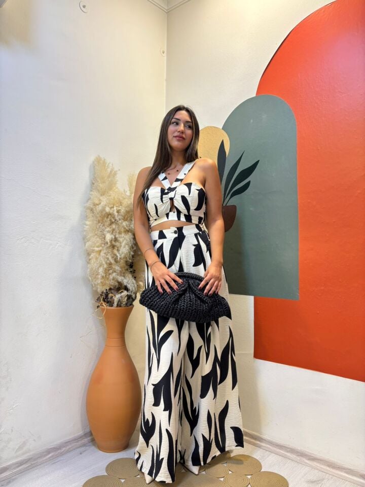 Zebra Desenli Pantolon/Büstiyer Takım