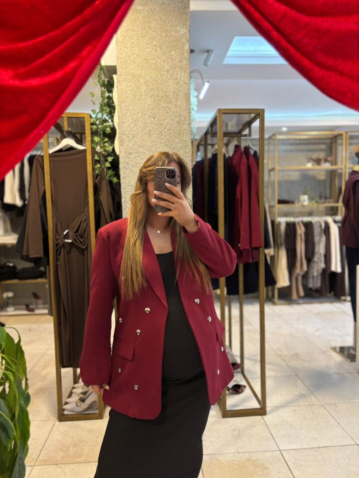 Bordo Blazer Ceket
