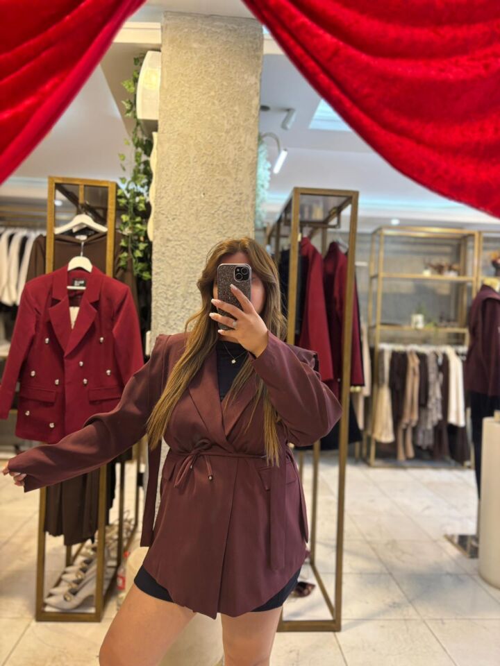 Bordo Blazer Ceket