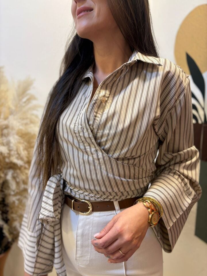 Krem Kemerli Kot Pantolon