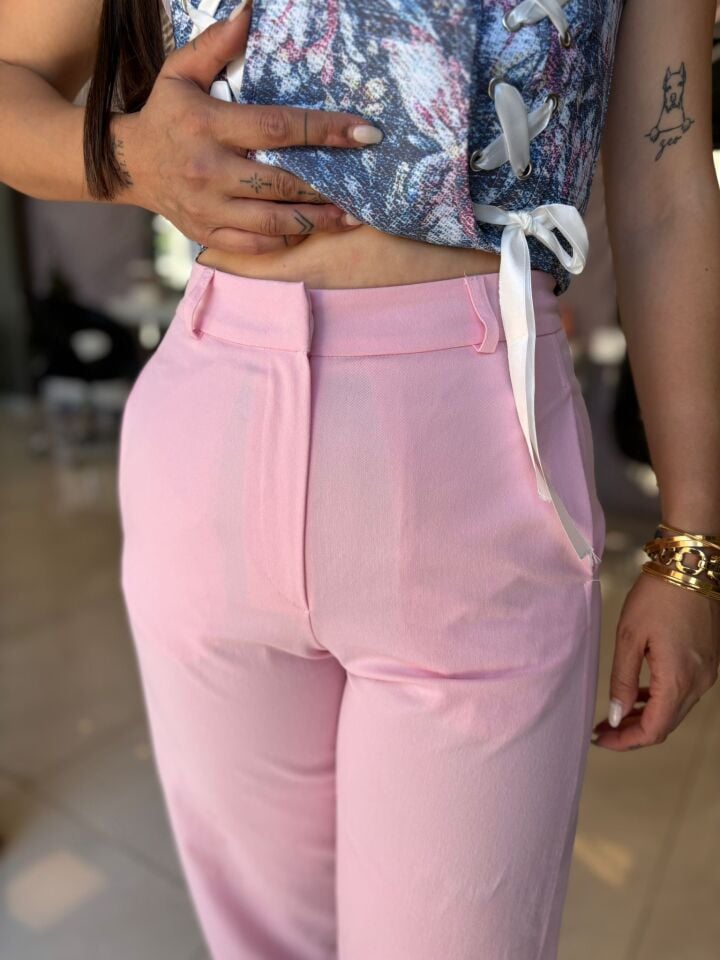 Pembe Havuç Kumaş Pantolon