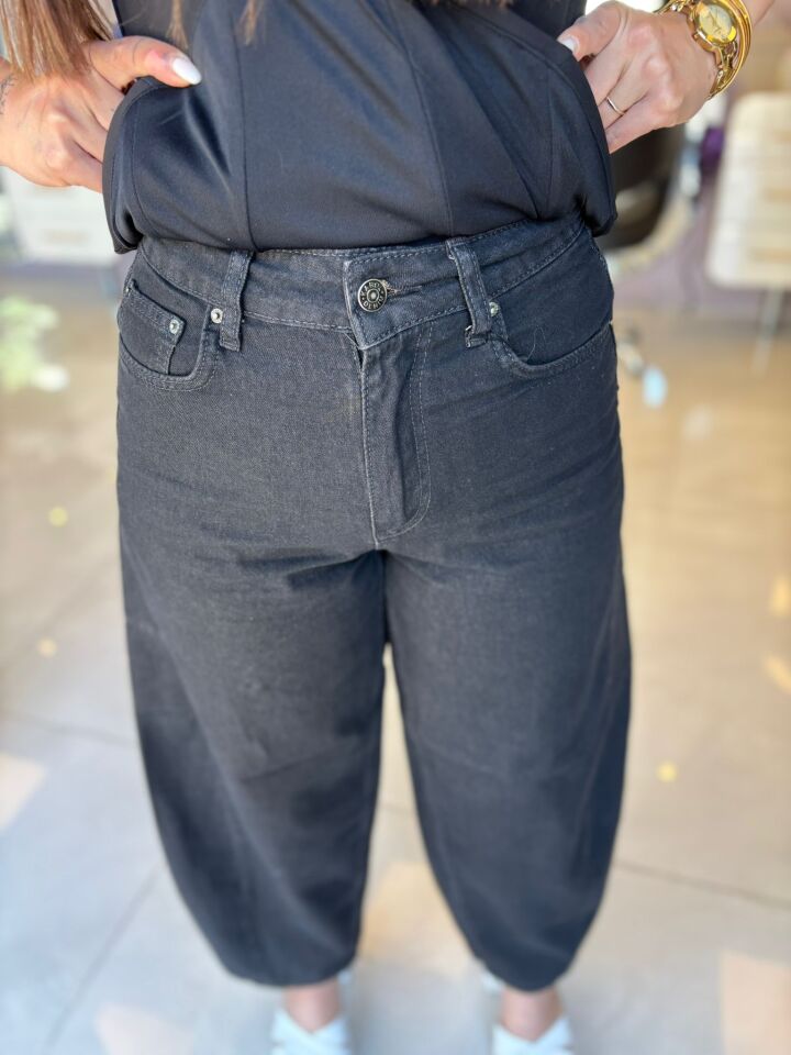 Siyah Balon Kot Pantolon