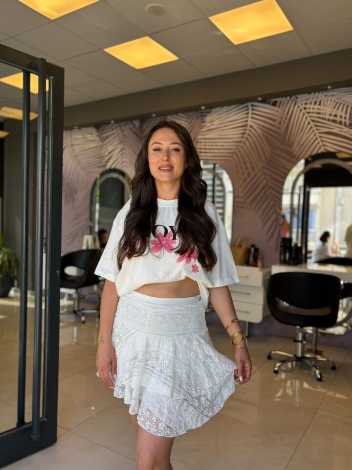 Pembe Çiçekli Oversize Tshirt