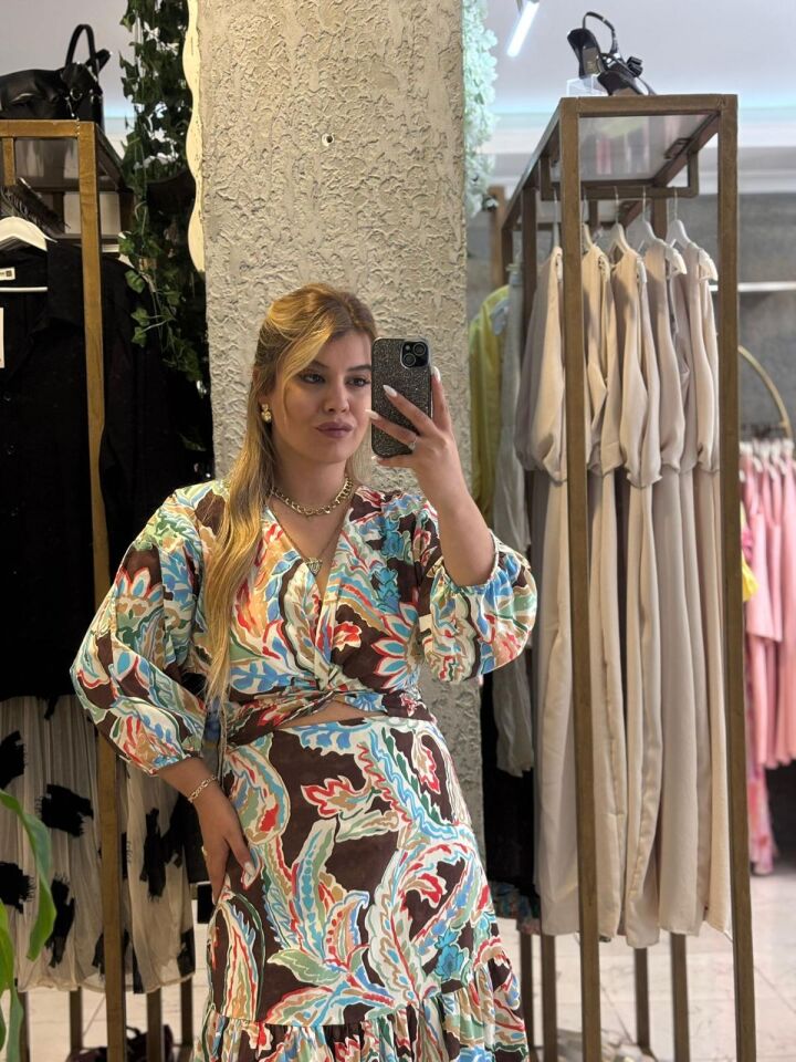 Etnik Desen Maxi Elbise