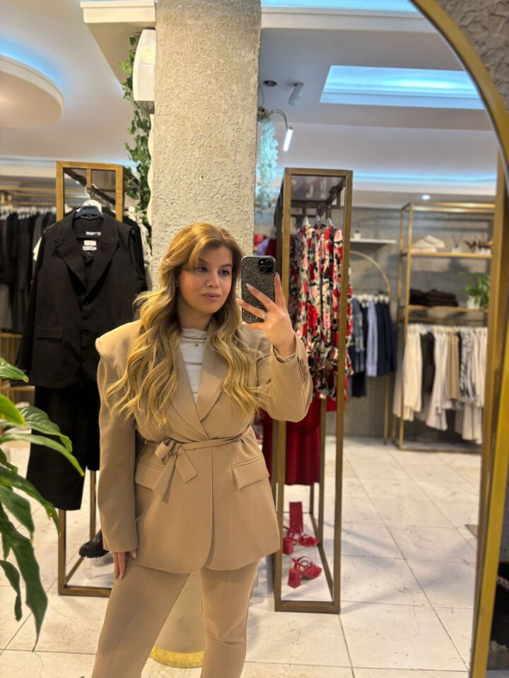 Camel Pantolon/Blazer Ceket Takım