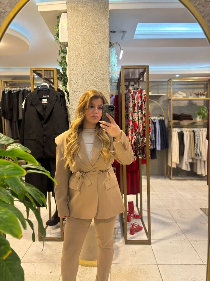 Camel Pantolon/Blazer Ceket Takım