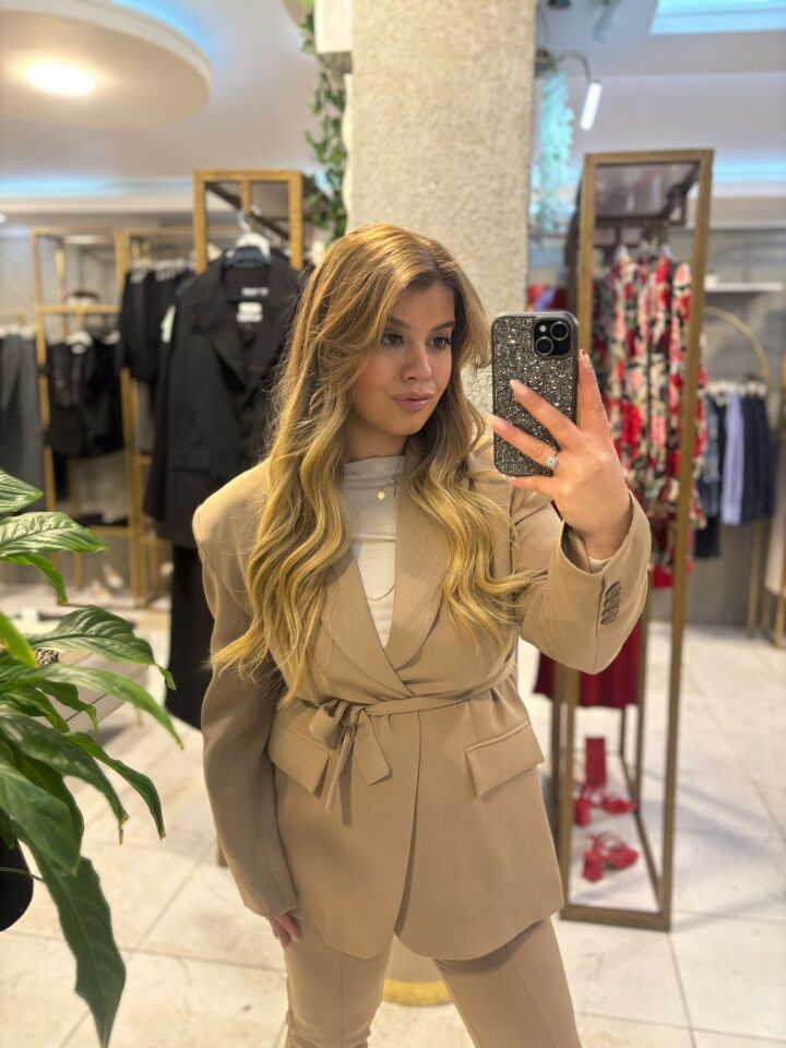 Camel Pantolon/Blazer Ceket Takım