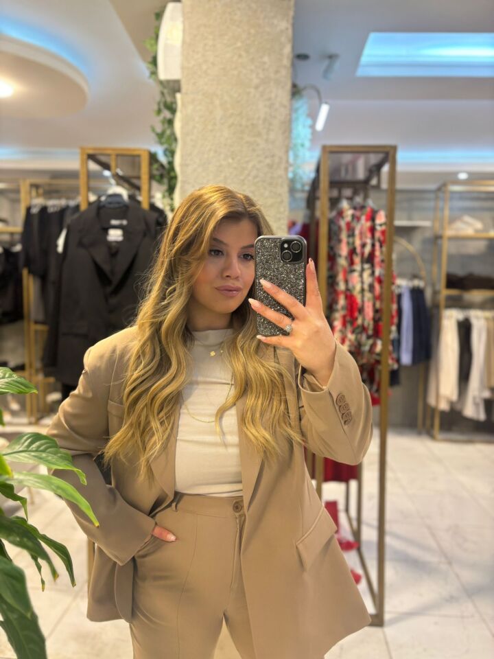 Camel Pantolon/Blazer Ceket Takım