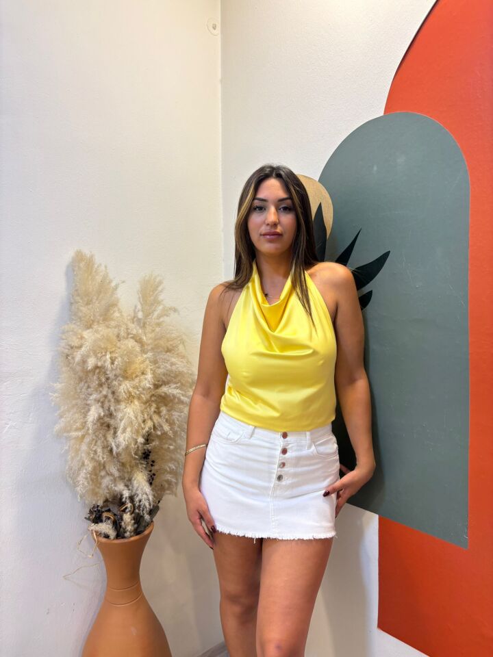 Sarı Saten Bluz
