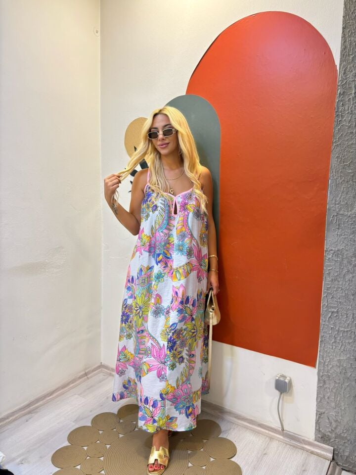 Flower Askılı Salaş Elbise